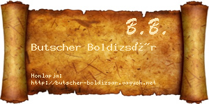 Butscher Boldizsár névjegykártya
